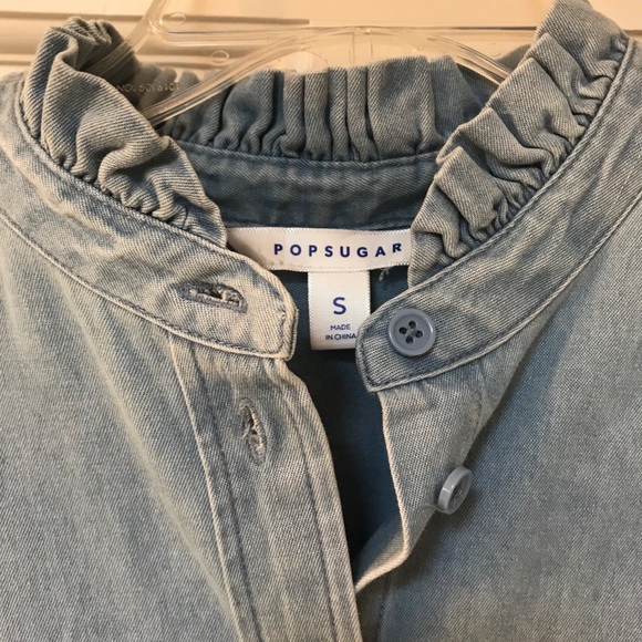 Denim ruffle button up - Picture 3 of 3